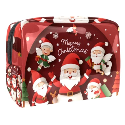 Kosmetiktaschen Für Frauen Weihnachten Weihnachtsmann Niedlicher Schneemann Schminkkoffer Reisetasche Kosmetiktasche Organizer 18.5x7.5x13cm von EJFICAHG