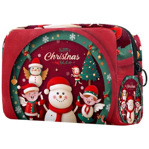 Kosmetiktaschen Für Frauen Weihnachten Weihnachtsmann Niedlicher Schneemann Schminkkoffer Reisetasche Kosmetiktasche Organizer von EJFICAHG