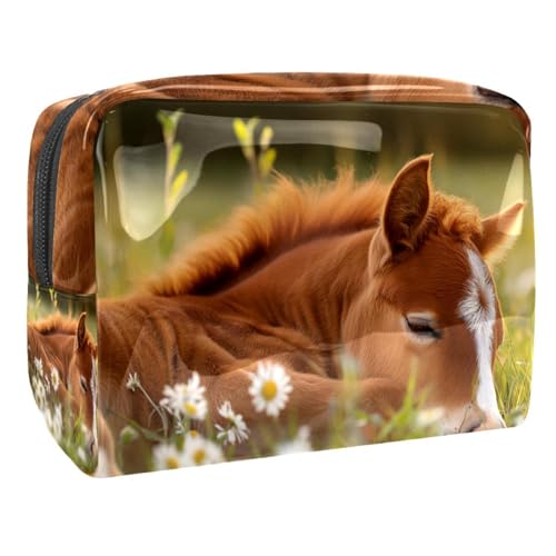 Kosmetiktaschen Für Frauen Weihnachten Weihnachtsmann Und Schneeflocken Schminkkoffer Reisetasche Kosmetiktasche Organizer 18.5x7.5x13cm von EJFICAHG