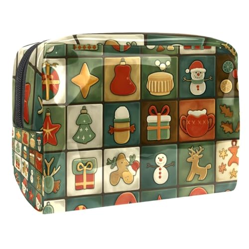 Kosmetiktaschen Für Frauen Weihnachts-Elemente Schminkkoffer Reisetasche Kosmetiktasche Organizer 18.5x7.5x13cm von EJFICAHG