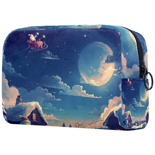 Kosmetiktaschen Für Frauen Weihnachts-Landschaft Schminkkoffer Reisetasche Kosmetiktasche Organizer von EJFICAHG