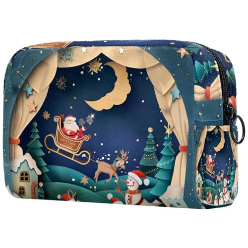 Kosmetiktaschen Für Frauen Weihnachts-Landschaft Schminkkoffer Reisetasche Kosmetiktasche Organizer von EJFICAHG