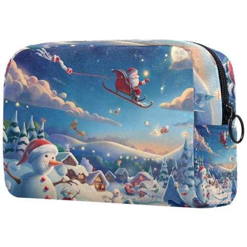 Kosmetiktaschen Für Frauen Weihnachts-Landschaft Schminkkoffer Reisetasche Kosmetiktasche Organizer von EJFICAHG