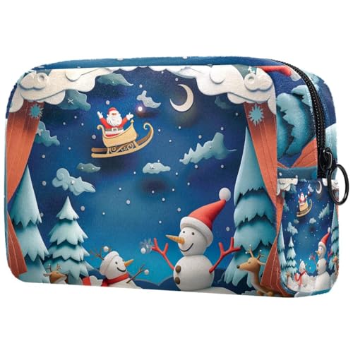 Kosmetiktaschen Für Frauen Weihnachts-Landschaft Schminkkoffer Reisetasche Kosmetiktasche Organizer von EJFICAHG
