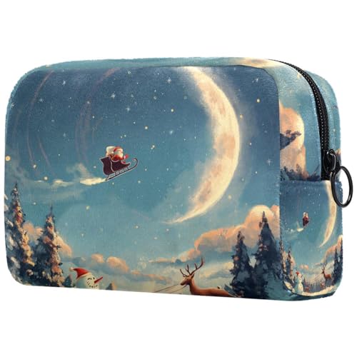 Kosmetiktaschen Für Frauen Weihnachts-Landschaft Schminkkoffer Reisetasche Kosmetiktasche Organizer von EJFICAHG