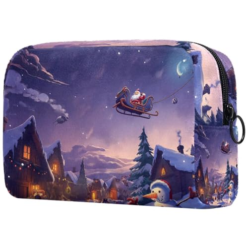 Kosmetiktaschen Für Frauen Weihnachts-Landschaft Schminkkoffer Reisetasche Kosmetiktasche Organizer von EJFICAHG