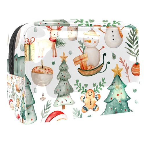 Kosmetiktaschen Für Frauen Weihnachts-Muster Schminkkoffer Reisetasche Kosmetiktasche Organizer 18.5x7.5x13cm von EJFICAHG