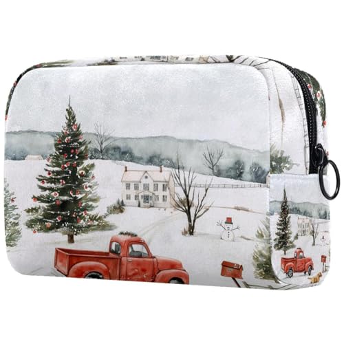 Kosmetiktaschen Für Frauen Weihnachts-Winter-LKW-Landschaft Schminkkoffer Reisetasche Kosmetiktasche Organizer von EJFICAHG