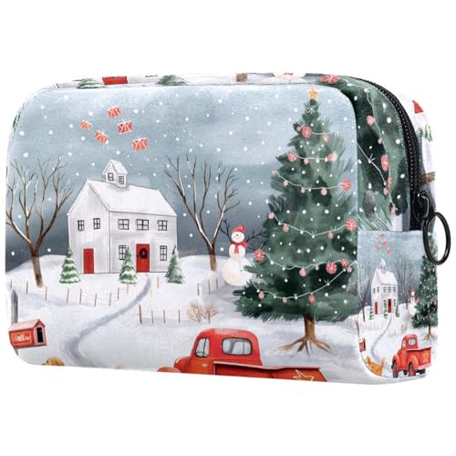 Kosmetiktaschen Für Frauen Weihnachts-Winter-LKW-Landschaft Schminkkoffer Reisetasche Kosmetiktasche Organizer von EJFICAHG
