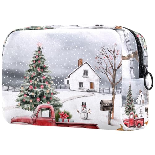 Kosmetiktaschen Für Frauen Weihnachts-Winter-LKW-Landschaft Schminkkoffer Reisetasche Kosmetiktasche Organizer von EJFICAHG