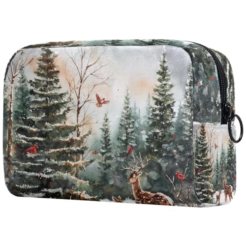 Kosmetiktaschen Für Frauen Winter Tannenbäume Schnee Schminkkoffer Reisetasche Kosmetiktasche Organizer von EJFICAHG