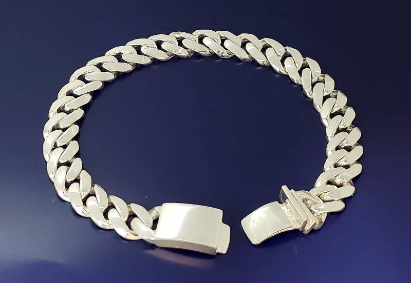 10 Mm Schweres Massives Sterling Silber Miami Cuban Link Panzerarmband Handarbeit in Den Usa Mit Handgemachten Box Lock Größen 7, 7.5, 8, 8.5, 9, 9.5 von EJewelryPlus