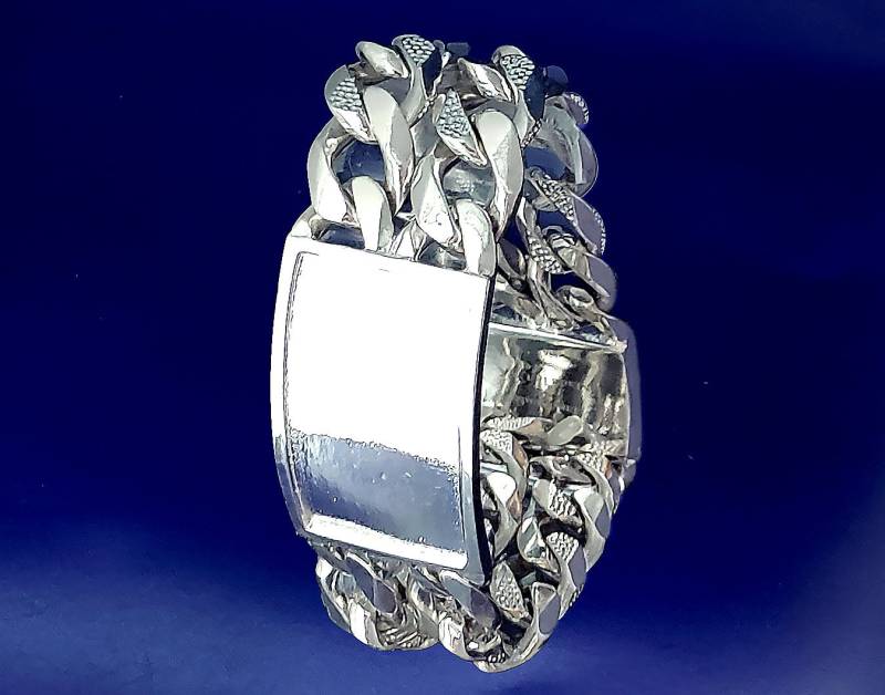 130 Gramm Schweres Massives Sterling Silber Double 2 Row Curb Link Nugget Style Id Armband Handmade in Usa 9, 5 Zoll 130 Gramm Schweres Massives Sterling Silber Double 2 Row Curb Link Nugget Style Id Armband Handmade in Usa 9, 5 Zoll von EJewelryPlus