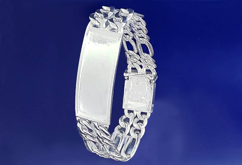 16 Mm Schweres Massives Sterling Silber Double 2Reihiges Figaro Link Id Armband Handmade in Usa 8 Zoll 38 Gramm von EJewelryPlus