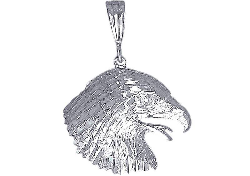 Adlerkopf Sterling Silber Charm Halskette 1, 5 Zoll 5, 2 Gramm Mit Schnitt Diamant-Finish Und 24-Zoll-Figaro-Kette von EJewelryPlus