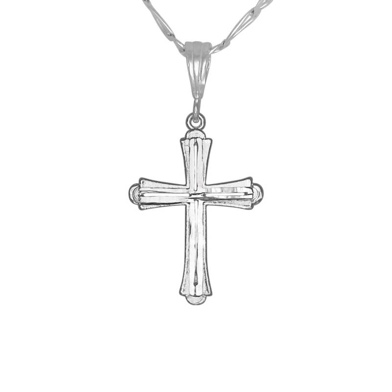 Christian Cross Diamant Geschnitten Charm Anhänger Halskette Sterlingsilber 925 | Hergestellt in Usa von EJewelryPlus
