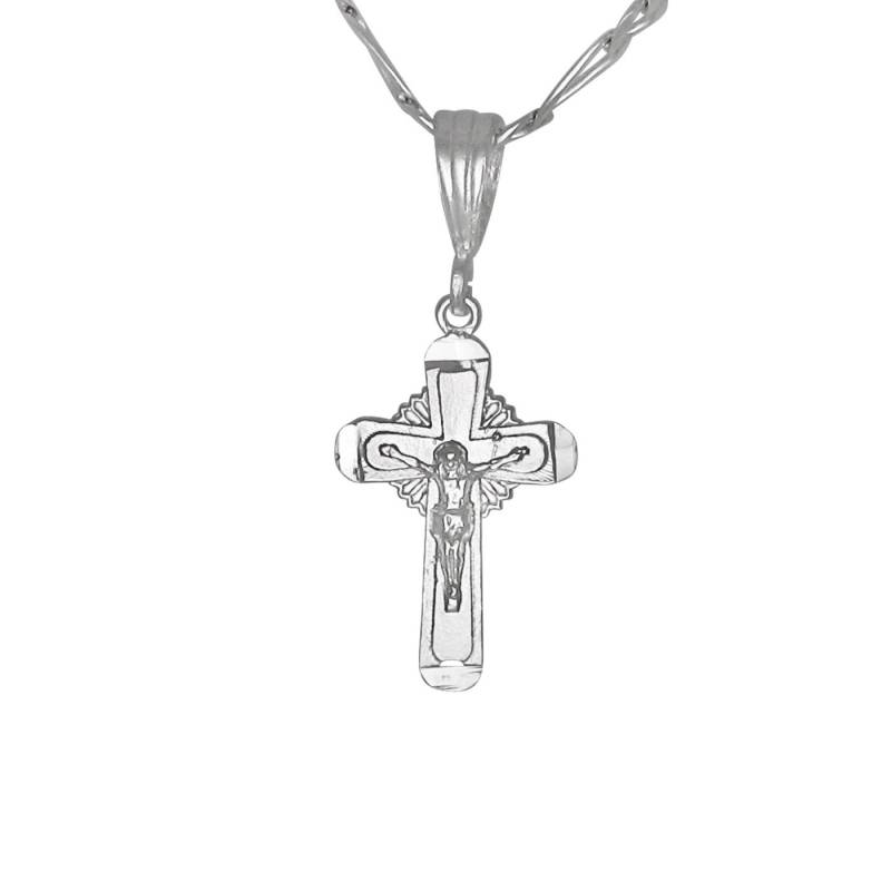 Christian Kruzifix Kreuz Diamant Geschnitten Charm Anhänger Halskette Sterling Silber 925 | Hergestellt in Usa von EJewelryPlus