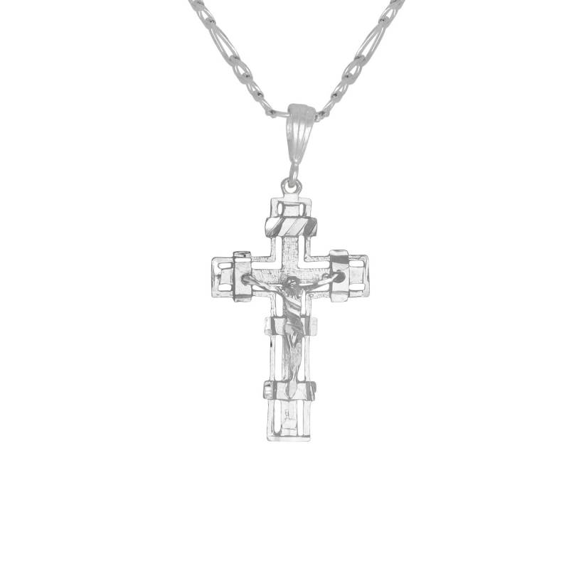 Christian Kruzifix Kreuz Diamant Geschnitten Charm Anhänger Halskette Sterling Silber 925 | Hergestellt in Usa von EJewelryPlus