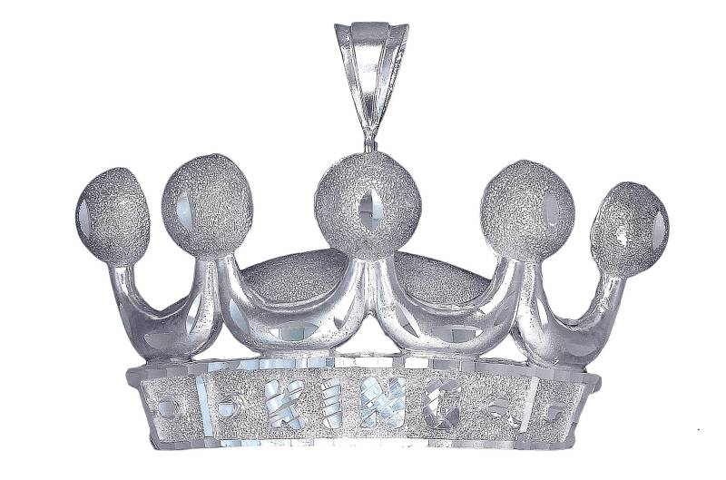 Große Schwere Sterling Silber König Krone Charm Halskette 2, 6 Zoll 28 Gramm Mit Schnitt Diamant-Finish Und 24-Zoll-Figaro-Kette von EJewelryPlus