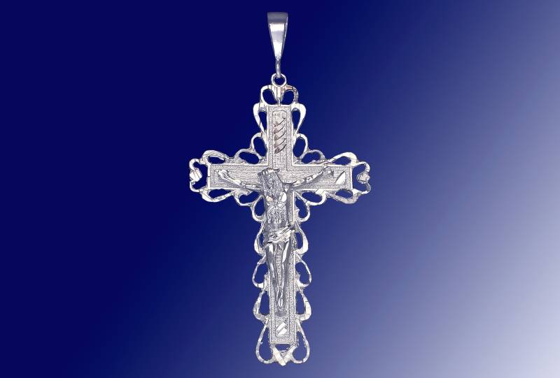 Große Schwere Sterling Silber Kreuz Mit Jesus Halskette 4, 5 Zoll 21 Gramm von EJewelryPlus