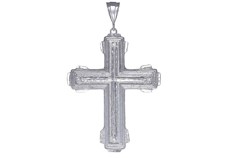 Große Schwere Sterling Silber Kreuz Ohne Jesus Halskette 3, 5 Zoll 23 Gramm Mit Schnitt Diamant-Finish Und 24-Zoll-Figaro-Kette von EJewelryPlus
