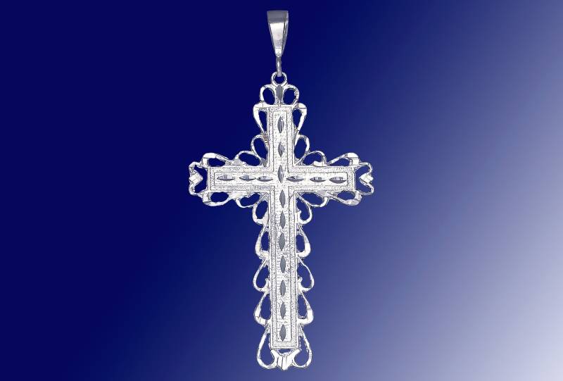 Große Schwere Sterling Silber Kreuz Ohne Jesus Halskette 4, 5 Zoll 21 Gramm von EJewelryPlus