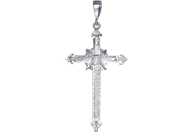 Große Schwere Sterling Silber Kreuz Ohne Jesus Halskette 4.1 Zoll 23 Gramm Mit Schnitt Diamant-Finish Und 24-Zoll-Figaro-Kette von EJewelryPlus