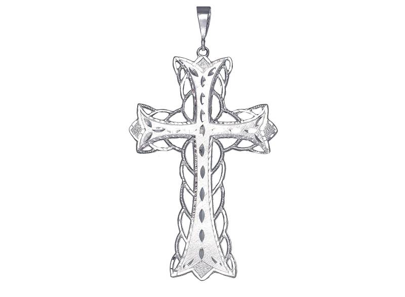 Große Schwere Sterling Silber Kreuz Ohne Jesus Halskette 5 Zoll 23 Gramm Mit Schnitt Diamant-Finish Und 24-Zoll-Figaro-Kette Große Schwere Sterling Silber Kreuz Ohne Jesus Halskette 5 Zoll 23 Gramm Mit Schnitt Diamant-Finish Und 24-Zoll-Figaro-Kette von EJewelryPlus