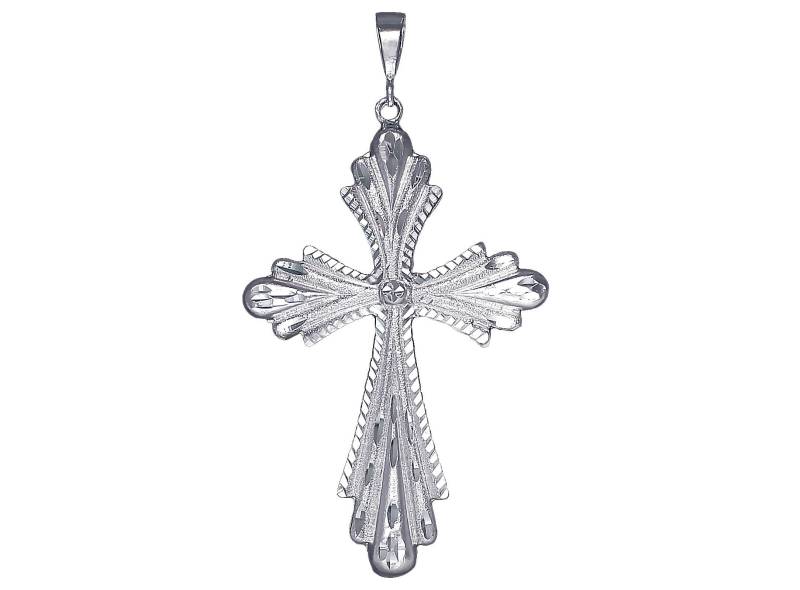 Große Schwere Sterling Silber Kreuz Ohne Jesus Halskette 5 Zoll 50 Gramm Mit Schnitt Diamant-Finish Und 24-Zoll-Figaro-Kette Große Schwere Sterling Silber Kreuz Ohne Jesus Halskette 5 Zoll 50 Gramm Mit Schnitt Diamant-Finish Und 24-Zoll-Figaro-Kette von EJewelryPlus