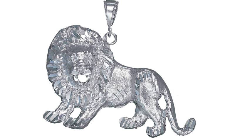Große Schwere Sterling Silber Löwe Charm Halskette 2, 32 Zoll 21, 1 Gramm Mit Schnitt Diamant-Finish Und 24-Zoll-Figaro-Kette von EJewelryPlus
