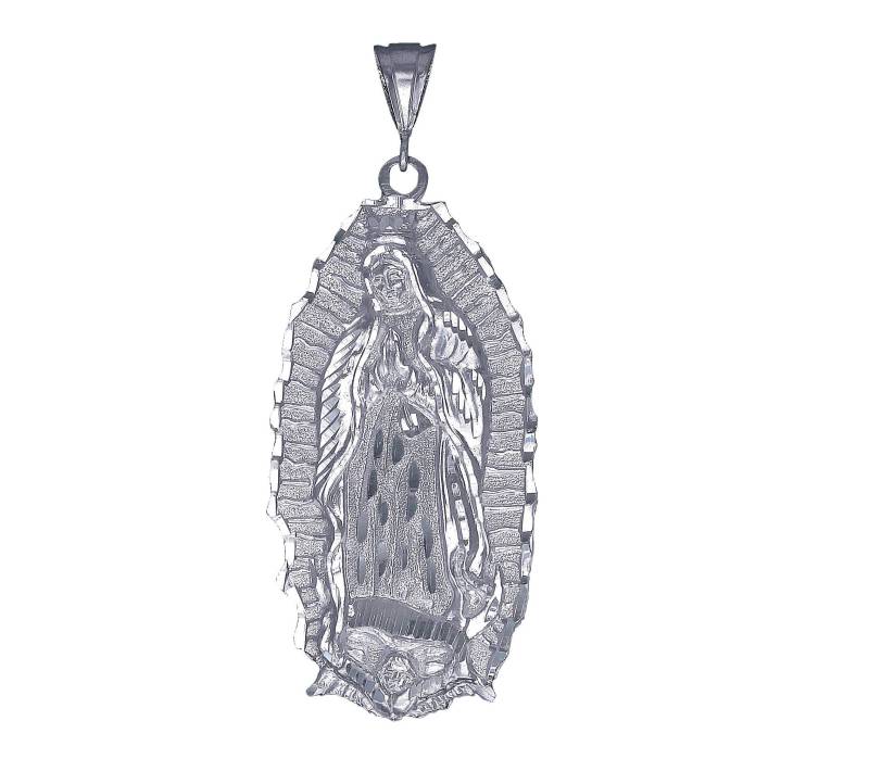Große Schwere Sterling Silber Maria Halskette 3, 5 Zoll 27 Gramm Mit Schnitt Diamant-Finish Und 24-Zoll-Kette Große Schwere Sterling Silber Maria Halskette 3, 5 Zoll 27 Gramm Mit Schnitt Diamant-Finish Und 24-Zoll-Kette von EJewelryPlus