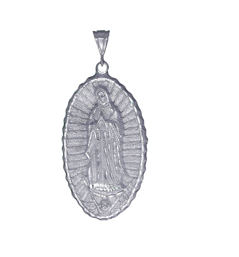 Große Schwere Sterling Silber Maria Halskette 3, 7 Zoll 30 Gramm Mit Schnitt Diamant-Finish Und 24-Zoll-Kette von EJewelryPlus