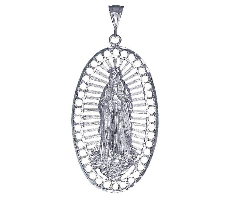 Große Schwere Sterling Silber Maria Halskette 3, 8 Zoll 22 Gramm Mit Schnitt Diamant-Finish Und 24-Zoll-Kette von EJewelryPlus