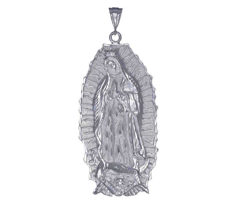 Große Schwere Sterling Silber Maria Halskette 4, 3 Zoll 42 Gramm Mit Schnitt Diamant-Finish Und 24-Zoll-Kette Große Schwere Sterling Silber Maria Halskette 4, 3 Zoll 42 Gramm Mit Schnitt Diamant-Finish Und 24-Zoll-Kette von EJewelryPlus