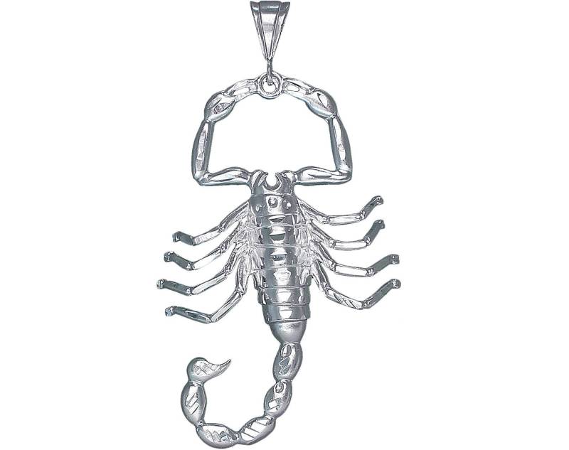 Große Schwere Sterling Silber Skorpion Charmehalskette 3, 5 Zoll 17 Gramm Mit Schnitt Diamant-Finish Und 24-Zoll-Figaro-Kette von EJewelryPlus