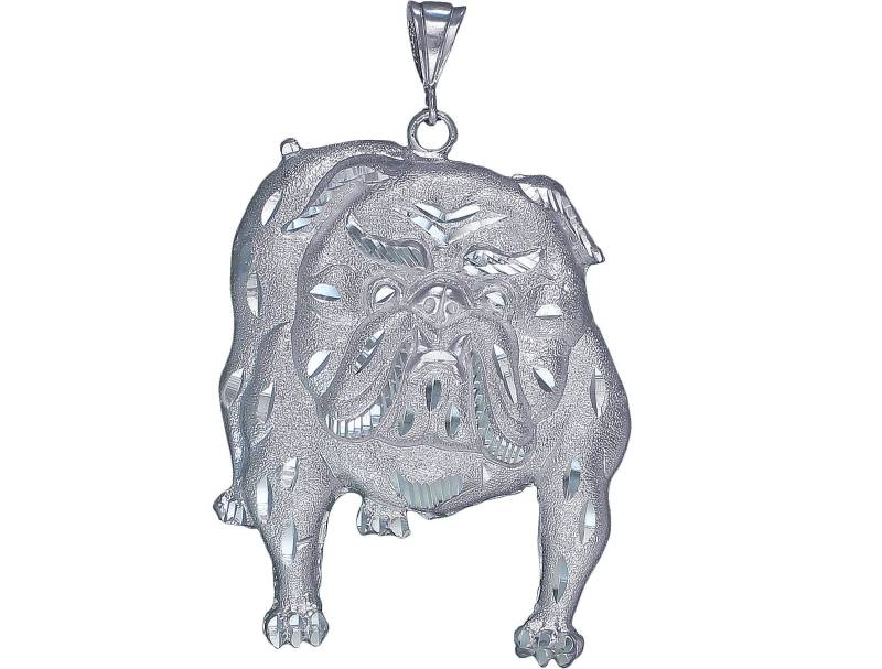 Große Schwere Sterlingsilber Bulldogge Charmehalskette 3, 6 Zoll 40 Gramm Mit Schnitt Diamant-Finish Und 24-Zoll-Figaro-Kette Große Schwere Sterlingsilber Bulldogge Charmehalskette 3, 6 Zoll 40 Gramm Mit Schnitt Diamant-Finish Und 24-Zoll-Figaro-Kette von EJewelryPlus