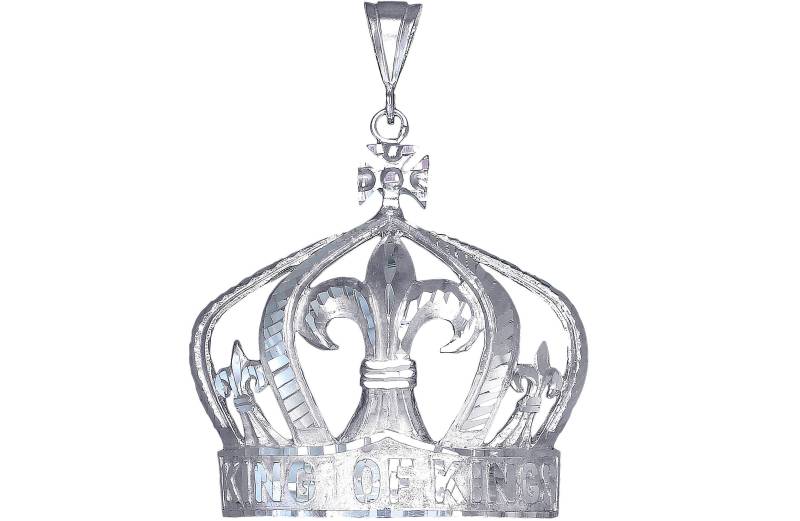 Große Schwere Sterlingsilber Fleur De Lis König Krone Charm Anhänger Halskette 2, 9 Zoll 22 Gramm Mit Diamond Cut Finish Und 24-Zoll-Kette Große Schwere Sterlingsilber Fleur De Lis König Krone Charm Anhänger Halskette 2, 9 Zoll 22 Gramm Mit Diamond Cut Finish Und 24-Zoll-Kette von EJewelryPlus