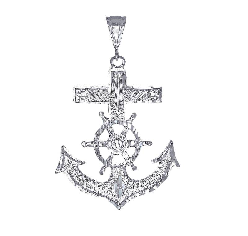 Große Silber Anker Kreuz Halskette 2, 9 Zoll 11 Gramm Mit Schnitt Diamant-Finish Und 24-Zoll-Kette Große Silber Anker Kreuz Halskette 2, 9 Zoll 11 Gramm Mit Schnitt Diamant-Finish Und 24-Zoll-Kette von EJewelryPlus