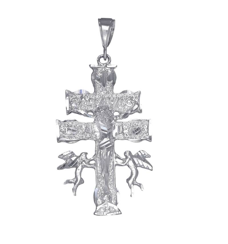 Große Silber Caravaca Kreuz Anhänger Halskette 2, 65 Zoll 12, 5 Gramm Mit Schnitt Diamant-Finish Und 24-Zoll-Kette Große Silber Caravaca Kreuz Anhänger Halskette 2, 65 Zoll 12, 5 Gramm Mit Schnitt Diamant-Finish Und 24-Zoll-Kette von EJewelryPlus