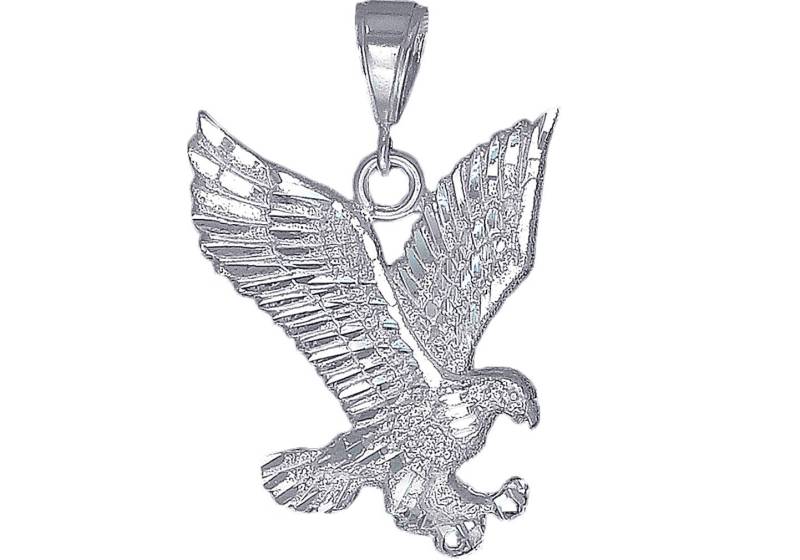 Große Silber Eagle Charmehalskette 1, 8 Zoll 7 Gramm Mit Schnitt Diamant-Finish Und 24-Zoll-Figaro-Kette Große Silber Eagle Charmehalskette 1, 8 Zoll 7 Gramm Mit Schnitt Diamant-Finish Und 24-Zoll-Figaro-Kette von EJewelryPlus