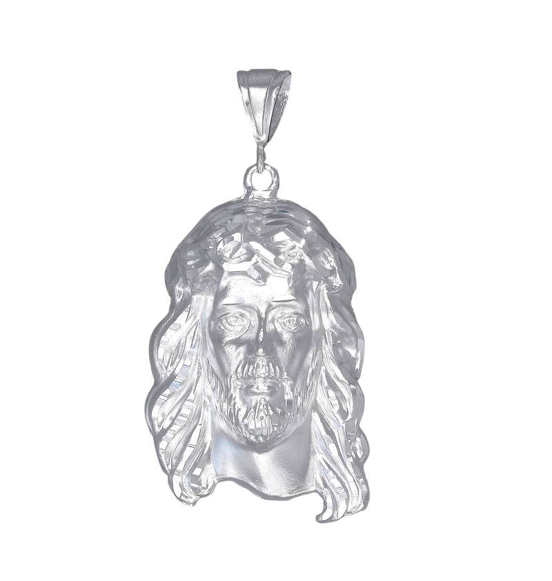 Große Silber Jesus Head Anhänger Halskette 2, 8 Zoll 16 Gramm, Diamant-Finish Und 24-Zoll-Kette Große Silber Jesus Head Anhänger Halskette 2, 8 Zoll 16 Gramm, Diamant-Finish Und 24-Zoll-Kette von EJewelryPlus