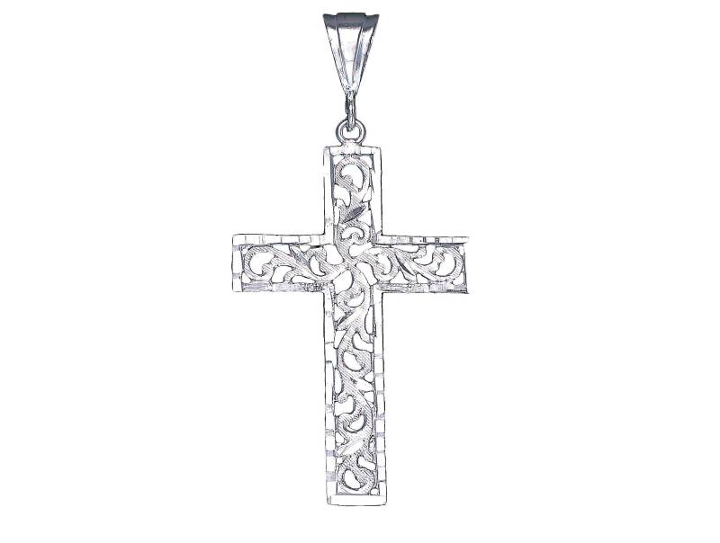 Große Silber Kreuz Ohne Jesus Halskette 2, 8 Zoll 5 Gramm Mit Schnitt Diamant-Finish Und 24-Zoll-Figaro-Kette Große Silber Kreuz Ohne Jesus Halskette 2, 8 Zoll 5 Gramm Mit Schnitt Diamant-Finish Und 24-Zoll-Figaro-Kette von EJewelryPlus