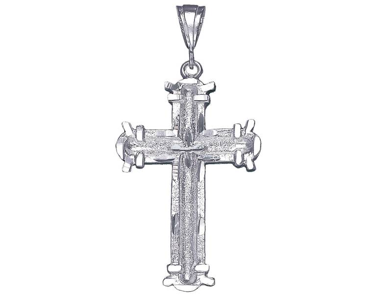 Große Silber Kreuz Ohne Jesus Halskette 2, 9 Zoll 12 Gramm Mit Schnitt Diamant-Finish Und 24-Zoll-Figaro-Kette von EJewelryPlus