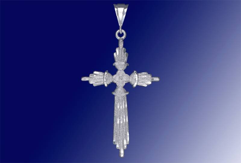 Große Silber Kreuz Ohne Jesus Halskette 3, 5 Zoll 9 Gramm Mit Schnitt Diamant-Finish Und 24-Zoll-Figaro-Kette Große Silber Kreuz Ohne Jesus Halskette 3, 5 Zoll 9 Gramm Mit Schnitt Diamant-Finish Und 24-Zoll-Figaro-Kette von EJewelryPlus