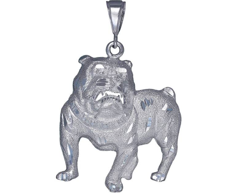 Große Sterling Silber Bulldogge Charm Anhänger Halskette 5, 5 cm 10 Gramm Mit Diamantschliff Finish Und 24-Zoll-Figaro Kette von EJewelryPlus
