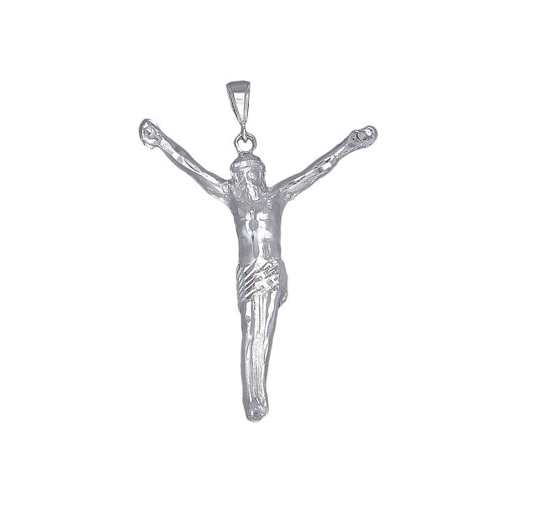 Große Sterling Silber Jesus Christus Anhänger Halskette Mit Diamanten Geschnitten, Finish Und 24-Zoll-Kette, 15 Gramm 3, 1 Zoll von EJewelryPlus