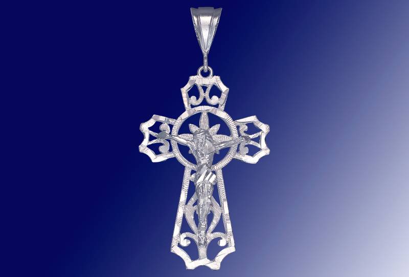 Große Sterling Silber Kreuz Mit Jesus Halskette Diamanten Geschnitten Finish Große Sterling Silber Kreuz Mit Jesus Halskette Diamanten Geschnitten Finish von EJewelryPlus