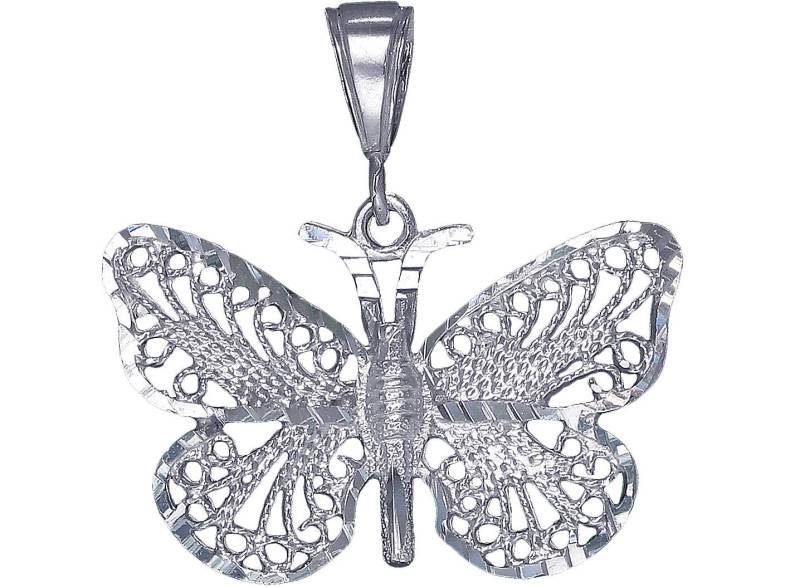 Große Sterling Silber Schmetterling Charmehalskette 1, 5 Zoll 6 Gramm Mit Schnitt Diamant-Finish Und 18-Zoll-Rolo Kette von EJewelryPlus