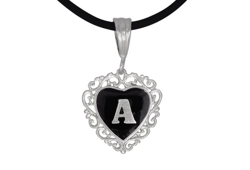 Initial Anhänger Schmuck Sterlingsilber 925 Mit Schwarzer Emaille Herz Geformt Initial Anhänger Schmuck Sterlingsilber 925 Mit Schwarzer Emaille Herz Geformt von EJewelryPlus