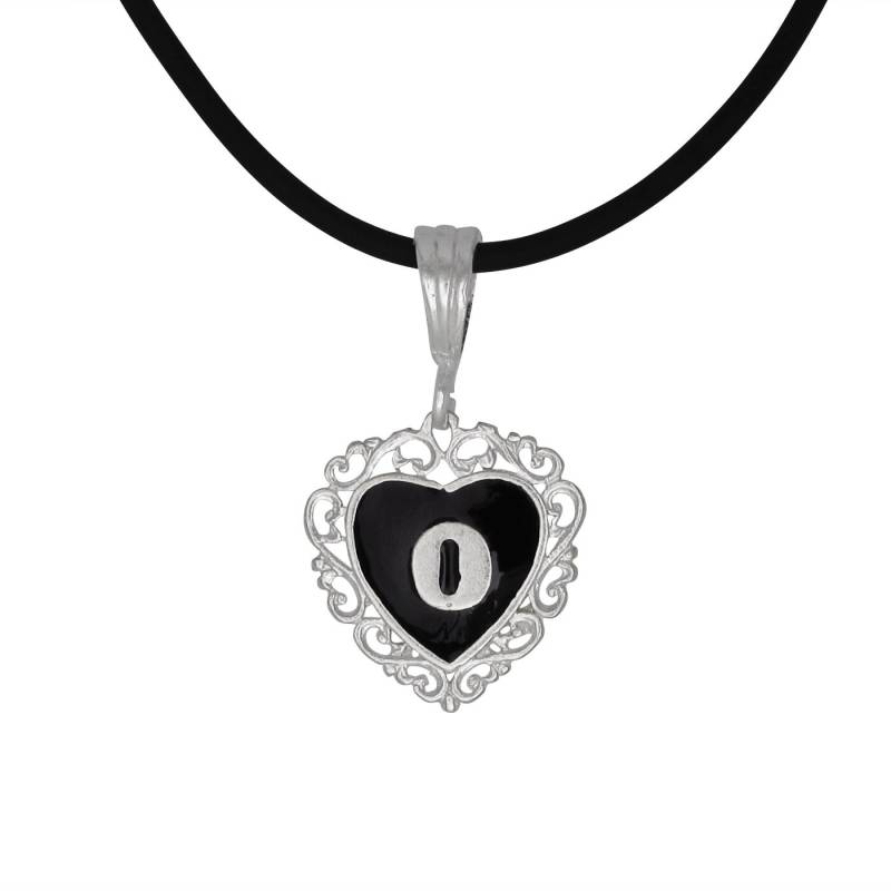 Initial Halskette Schmuck Charm-Anhänger Mit Schwarzer Emaille Herz Geformt Initial Halskette Schmuck Charm-Anhänger Mit Schwarzer Emaille Herz Geformt von EJewelryPlus
